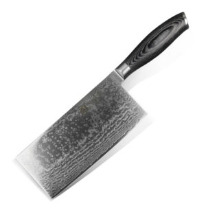 7 inch professional damascus steel cleaver chopping